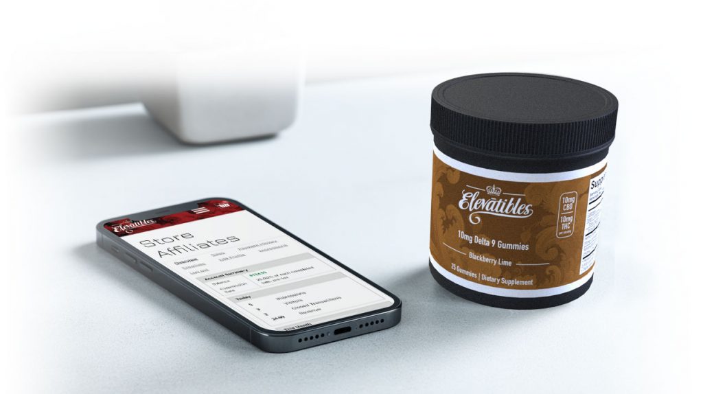 cellphone and elevatibles jar on counter