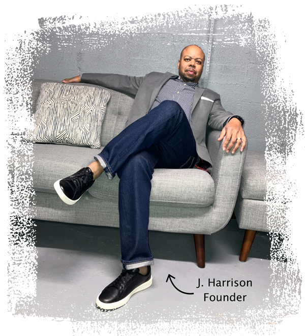 j. harrison sitting on couch